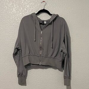 Divided By H&M Cropped Gray Zip-Up Hoodie